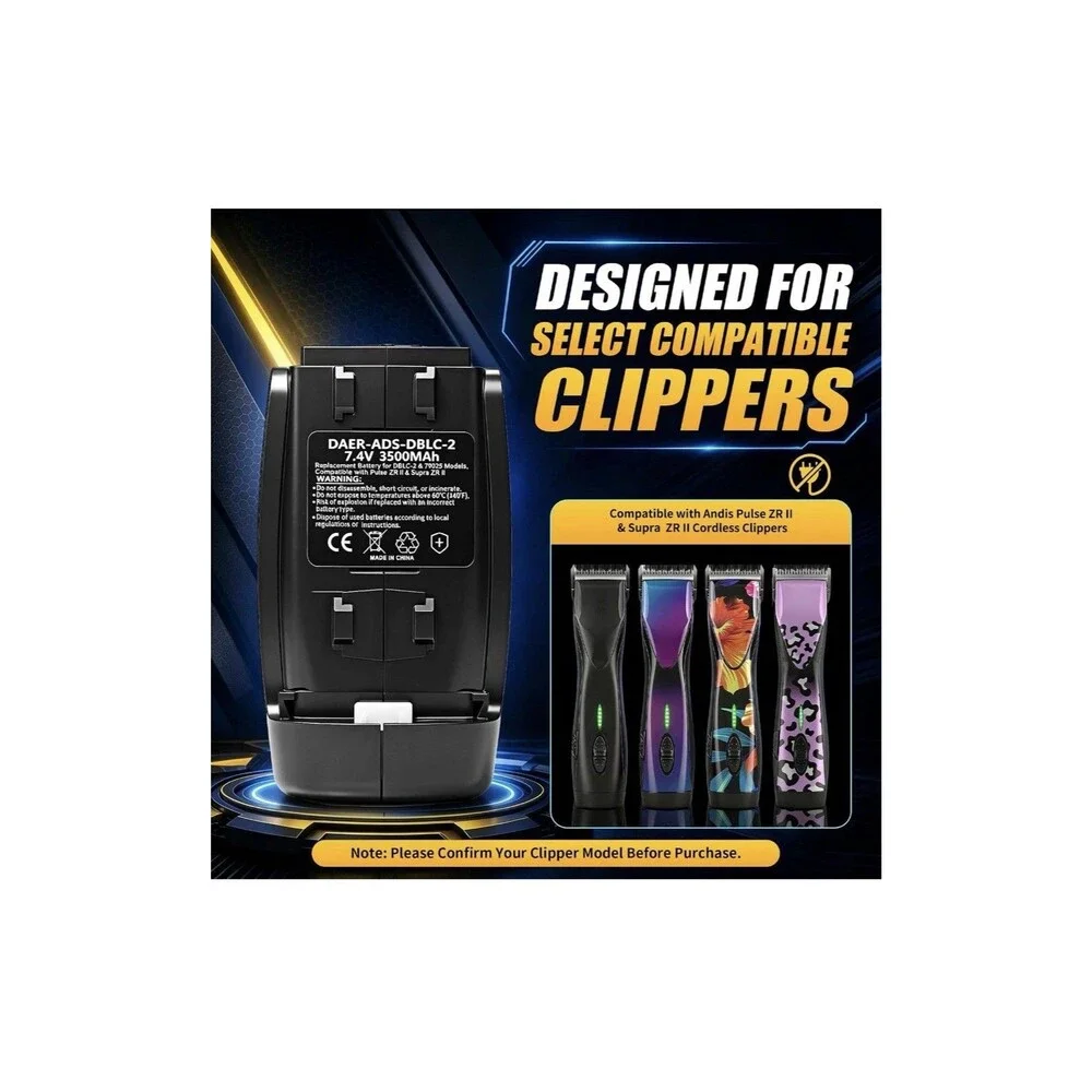 Replacement Battery for Andis Supra ZR II Pulse ZR II Clippers 79025 DBLC-2